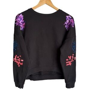 Justice Girls Black Crewneck Sweatshirt With Multicolor Sequin Detail Size 18/20